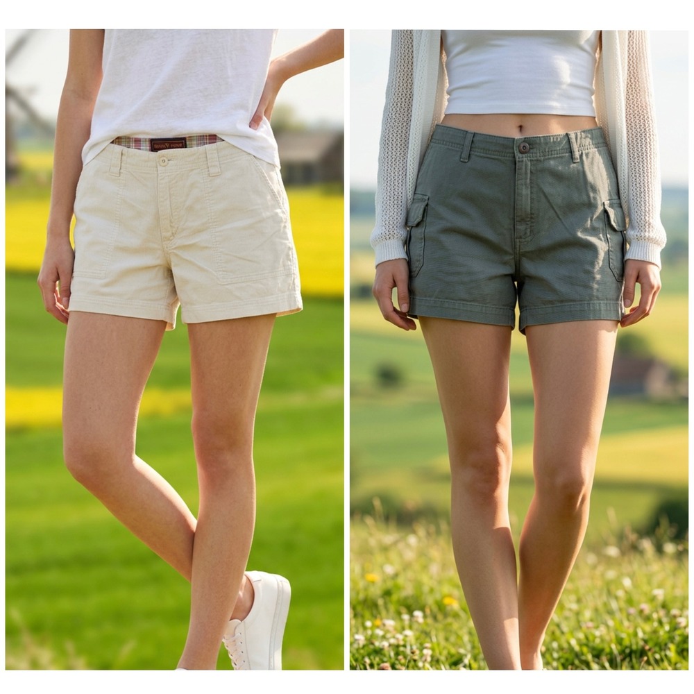 Oxford & Fulham Womens Shorts Bundle 2pc Grey Cargo Cream Corduroy Size 14 NWT